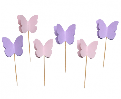 Butterfly picks, pink, 6 pcs