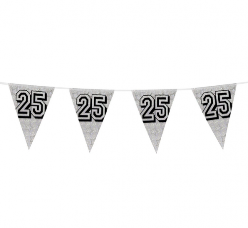Silver garland, holographic flags 
