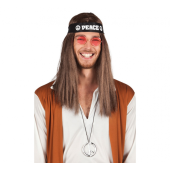 Set of Hippies: Headband on the hair, Glasses, Necklace of peace
