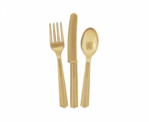 Set 18, pcs. cutlery gold (6 spoons, 6 knives, 6 forks)