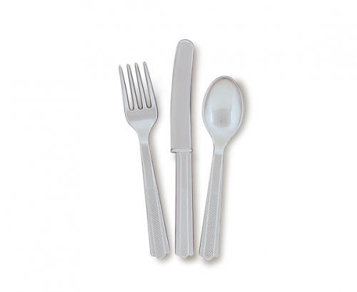 Set 18, pcs. cutlery silver (6 spoons, 6 knives, 6 forks) Set 18, pcs. cutlery silver (6 spoons, 6 knives, 6 forks)