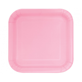 Paper plates, pink, square, 16 pcs.