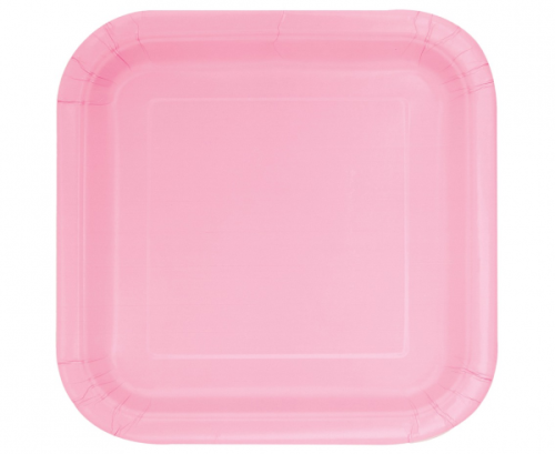 Paper plates, pink, square, 16 pcs.