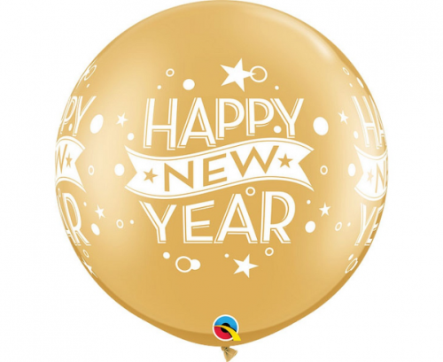 Balon QL 30&quot; z nadr. New Year Confetti Dots Wrap, Gold, 2 szt.