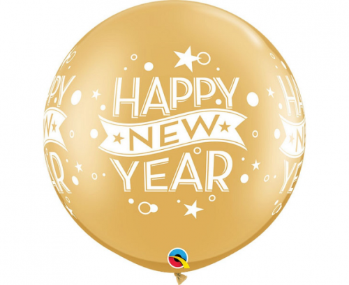 Balon QL 30" z nadr. New Year Confetti Dots Wrap, Gold, 2 szt. Balon QL 30" z nadr. New Year Confetti Dots Wrap, Gold, 2 szt.