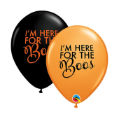 Балон QL 11 &quot;z надр. Simply Here For The Boss, оранжевый и черный, 25 шт.