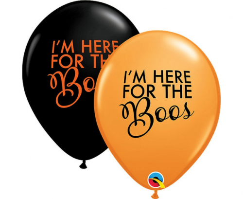 Балон QL 11 &quot;z надр. Simply Here For The Boss, оранжевый и черный, 25 шт.