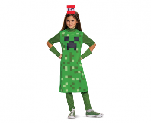 Creeper Classic Girl role-play costume - Minecraft (licensed), size M (7-8 yrs)