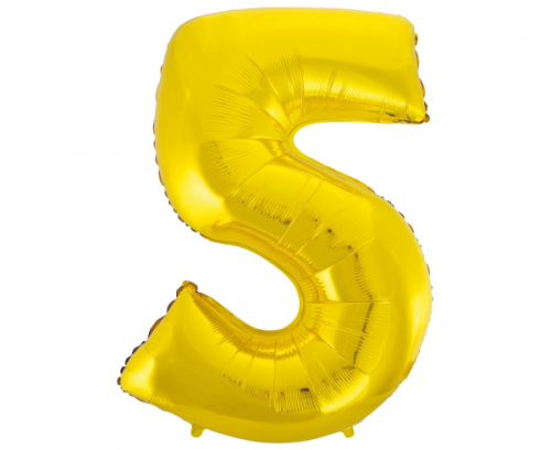 Folija balons B&amp;C cipars 5, zelts, 92 cm
