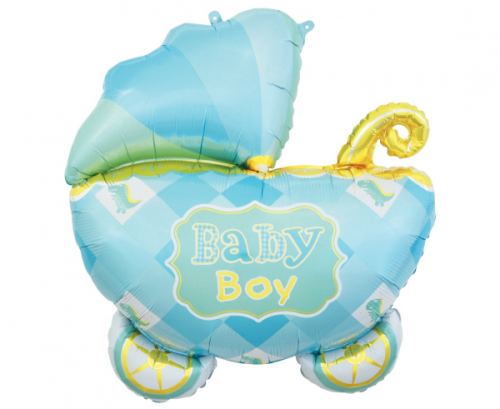 Folija balons Bērnu ratiņi, zils, 60 cm