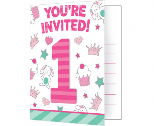 Invitations Doodle 1st Birthday, 8 pcs., 12.7 x 10.2 cm
