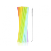 Многоразовые трубочки (соломинки), разных цветов 9х240мм / 17 шт + кисточка