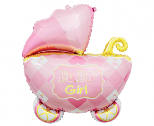 Folija balons Bērnu ratiņi, rozā, 60 cm