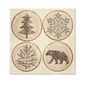 Paper napkins Wood Slice, 33 x 33 cm, 20 pcs