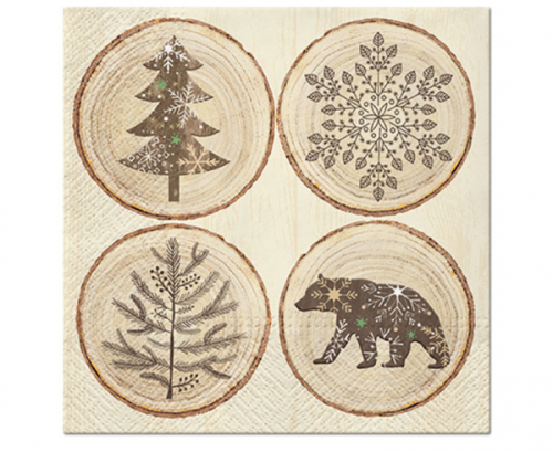 Paper napkins Wood Slice, 33 x 33 cm, 20 pcs Paper napkins Wood Slice, 33 x 33 cm, 20 pcs