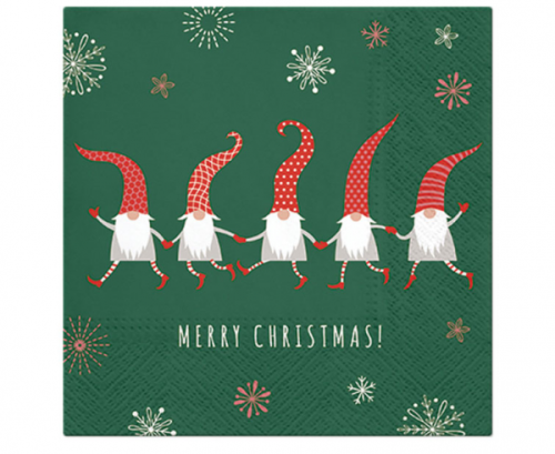 Paper napkins Friendly Gnomes, 33 x 33 cm, 20 pcs Paper napkins Friendly Gnomes, 33 x 33 cm, 20 pcs