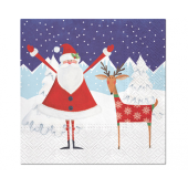 Paper napkins Santa with Deer, 33 x 33 cm, 20 pcs