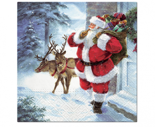Paper napkins Santa is Coming, 33 x 33 cm, 20 pcs Paper napkins Santa is Coming, 33 x 33 cm, 20 pcs