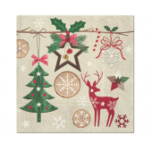 Paper napkins Rustic Christmas, 33 x 33 cm, 20 pcs