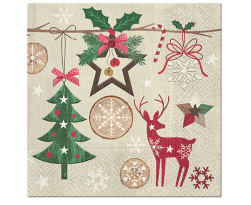 Paper napkins Rustic Christmas, 33 x 33 cm, 20 pcs Paper napkins Rustic Christmas, 33 x 33 cm, 20 pcs
