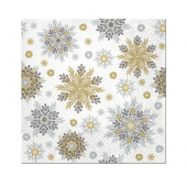 Paper napkins Snow flakes, silver, 33 x 33 cm, 20 pcs