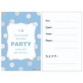 Invitations with envelope "Silver dots", blue, 6 pcs