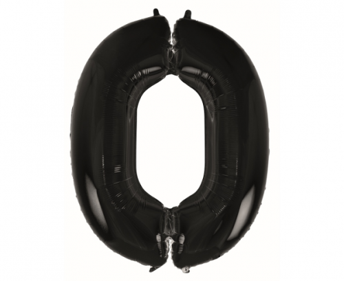 Foil balloon B&C digit 0, black, 92 cm