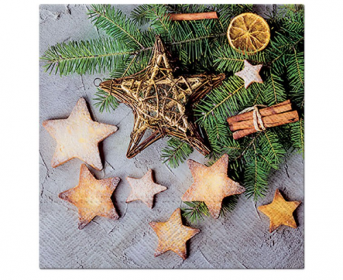 Paper napkins Cinnamon Stars, 33 x 33 cm, 20 pcs Paper napkins Cinnamon Stars, 33 x 33 cm, 20 pcs