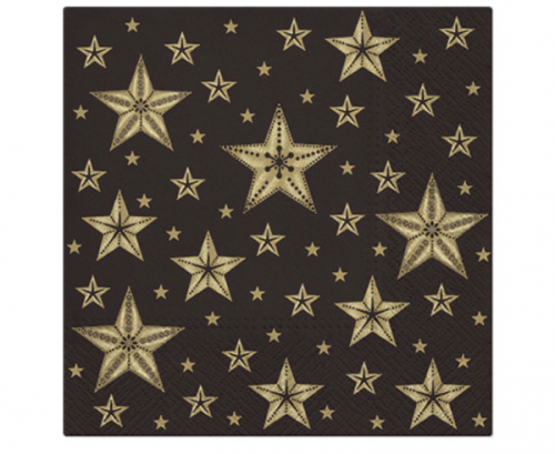 Paper napkins Beautiful Stars, black, 33 x 33 cm, 20 pcs