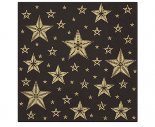 Paper napkins Beautiful Stars, black, 33 x 33 cm, 20 pcs Paper napkins Beautiful Stars, black, 33 x 33 cm, 20 pcs