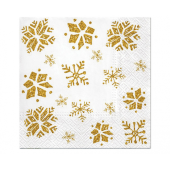 Paper napkins Glitter Snow flakes, gold, 33 x 33 cm, 20 pcs