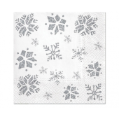 Paper napkins Glitter Snow Flakes, silver, 33 x 33 cm, 20 pcs