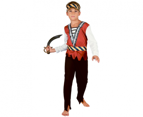 Brave Pirate role-play set (headpiece, shirt, belt, pants), size 120/130 cm