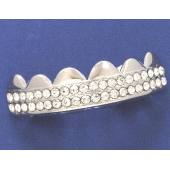 Artificial teeth, silver with diamonds