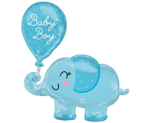 SuperShape Baby Boy ziloņa folijas balons P60, iepakots 73 x 78 cm
