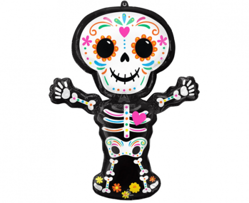 SuperShape Holographic Day Of The Dead Skeleton Foil Balloon P35 Packaged 66 cm x 86 cm