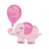 SuperShape Baby Girl ziloņa folijas balons P60 iepakots 73 x 78 cm