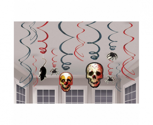 12 Swirl Decorations Creepy Carnevil Foil / Paper 61 cm 12 Swirl Decorations Creepy Carnevil Foil / Paper 61 cm