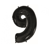 Folija balons B&amp;C cipars 9, melns, 92 cm