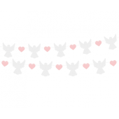 Paper garland Angels (10x12 cm), pink Hearts (5x4 cm), 150 cm