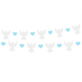 Paper garland Angels (10x12 cm), blue Hearts (5x4 cm), 150 cm