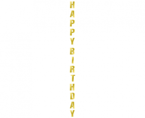 Vertical decoration B&C Happy Birthday, gold, 170 cm