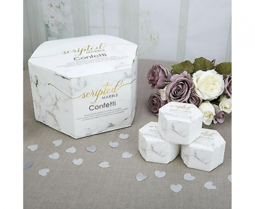 Confetti Scripted Marble, white-silver hearts, 5,5 g. Confetti Scripted Marble, white-silver hearts, 5,5 g.