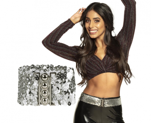 Belt sequins, silver, 60x5 cm