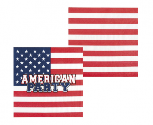 Paper napkins American Party, 33 x 33cm, 12 pcs. Paper napkins American Party, 33 x 33cm, 12 pcs.