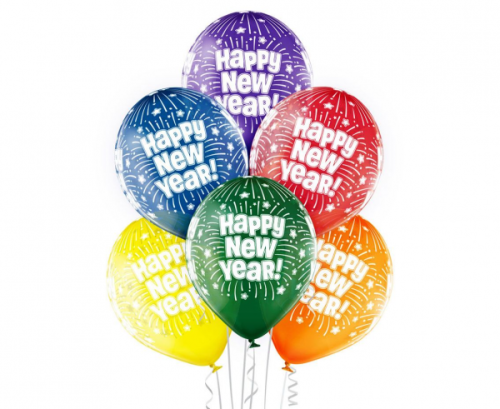 Balony D11 Happy New Year 1C5S, 6 szt.