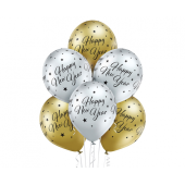 D11 Glossy Happy New Year 1C5S baloni, 6 gab.