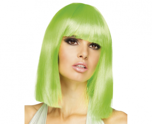 Dance Wig, neon green, long bob