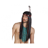 Indian Takoda Wig, black hair with headband