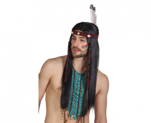 Indian Takoda Wig, black hair with headband Indian Takoda Wig, black hair with headband